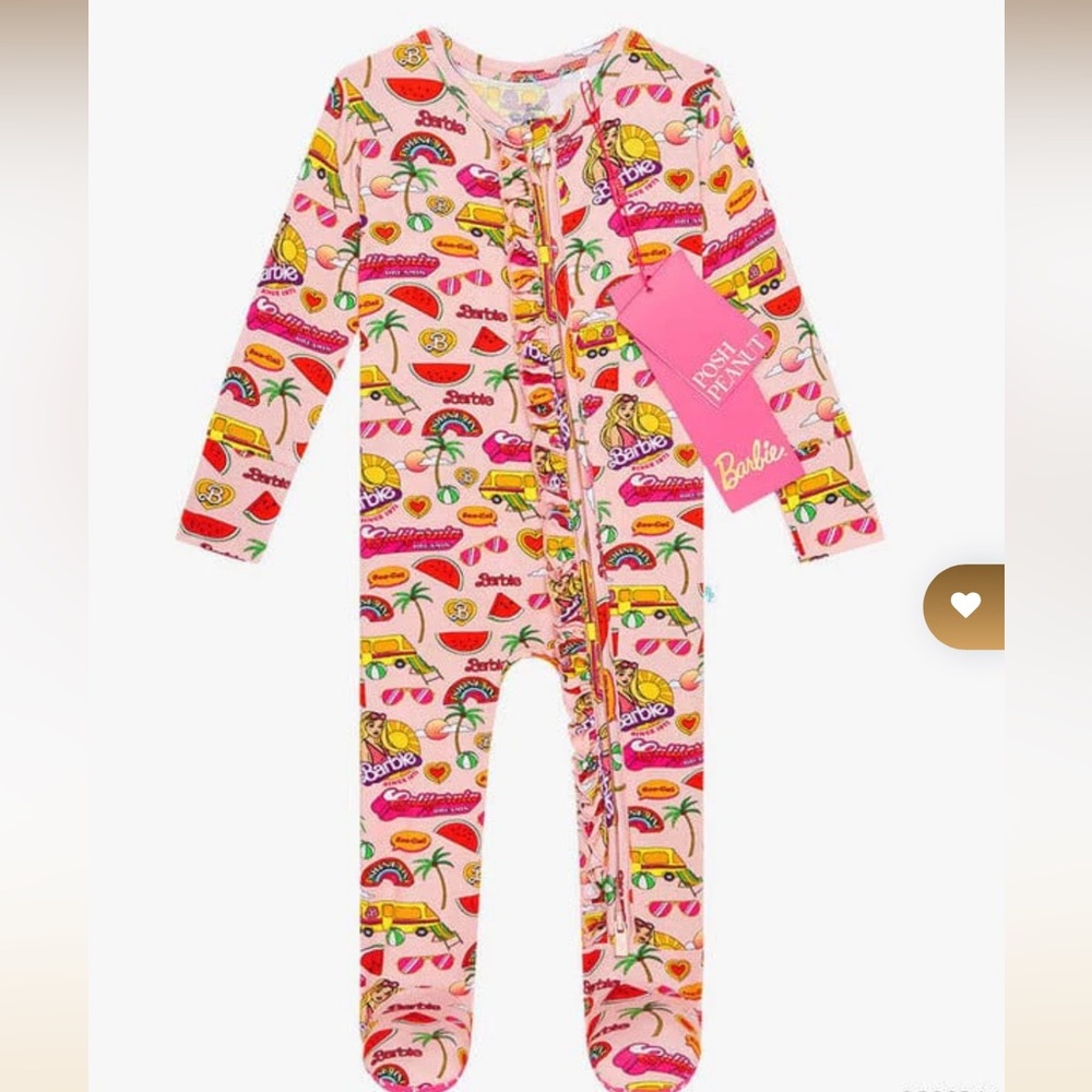 Posh Peanut x Barbie Zipped Footie Pajamas 0-3 months